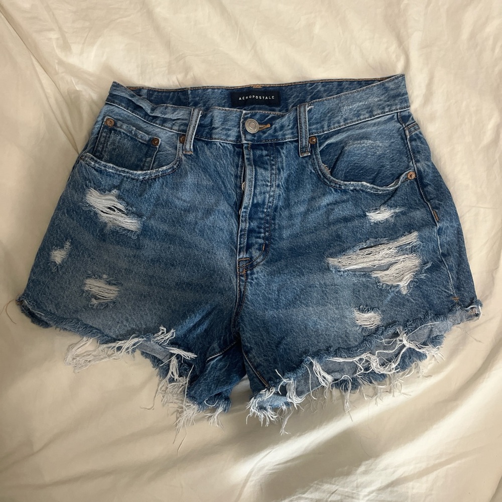 Aeropostale Blue Distressed Jean Shorts